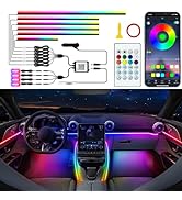 Jushope Car LED Strip Lights, Interior Acrylic LED Lights for Car with Dynamic Rainbow Dream Colo...
