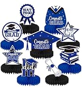 9Pcs Graduation Table Decorations - Blue and Black Graduation Centerpieces for Tables Congrats Gr...