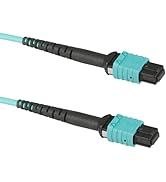 CablesAndKits MPO Cable, 12-Strand, OM3, LSZH, Type B, Female Key Up to Female Key Up, 3 Meters, ...