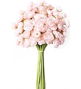 Waipfaru Ranunculus Artificial Flowers, 18Pcs 14In Fake Peonies Artificial Flowers, Pink Faux Flo...