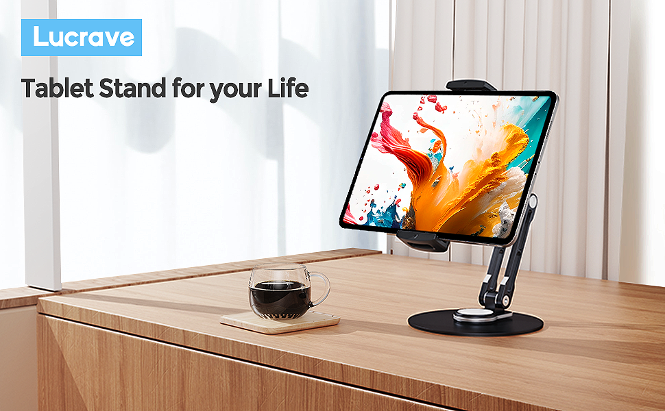 tablet stand holder iPad adjustable 360 rotating base desk aluminum tablet stand iPad air mini pro