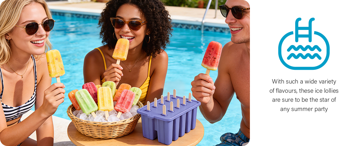 Various flavors of ice pops can be made, including fruit and milk flavors, etc.