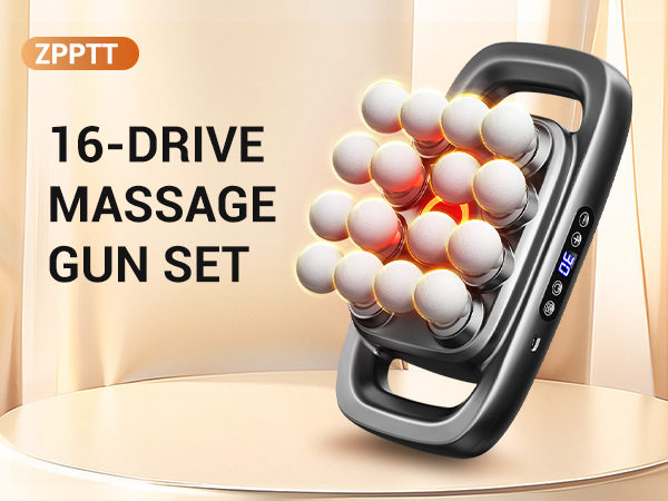 16-drive massage gun set with heated nodes