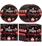 40 PCS Happy Birthday Decorations for Men Women Red and Black Birthday Party Decorations Included...