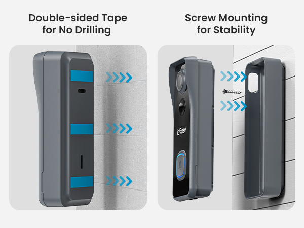 2 options for installation - Double-side tape &amp;amp; Screw Sets