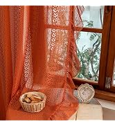 Sutuo Home Terracotta Ruffle Boho Lace Curtains 84 Inches Long for Living Room&amp;Bedroom, Burnt Ora...