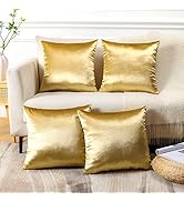 OTOSTAR Set of 4 Decorative Throw Pillow Covers Soft Velvet Solid Square Pillow Cases Luxury Cush...