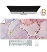 Leather Mouse Pad,Large Desk Pad,Office Desk Mat, Non-Slip PU Leather Desk Blotter with Coaster,D...