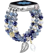 Newlibery Bracelet Beaded Bands for Women Compatible with Apple Watch 38mm 40mm 41mm 42mm(S11/10)...