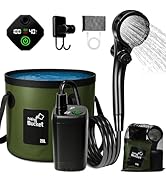Portable Shower for Camping, 6000mAh Rechargeable Camp Shower Pump with Large Capacity Foldable B...