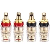 Facmogu 4PCS Black &amp; Red Heavy Duty 5-Way Binding Post Banana Jacks 4mm, 24K Gold Plated Sold Bra...