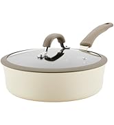 Rachael Ray Cook + Create Nonstick Sauté Pan with Lid, 3 Quart - Almond