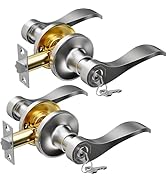 AmzGod 2 Pack Keyed Entry Door Handle with Lock, Door Levers for Interior Exterior,Front Entrance...