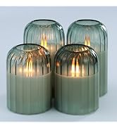 Lezonic Glass Flameless Candles Battery Operated with Remote, Dancing Flame LED Flickering Flamel...