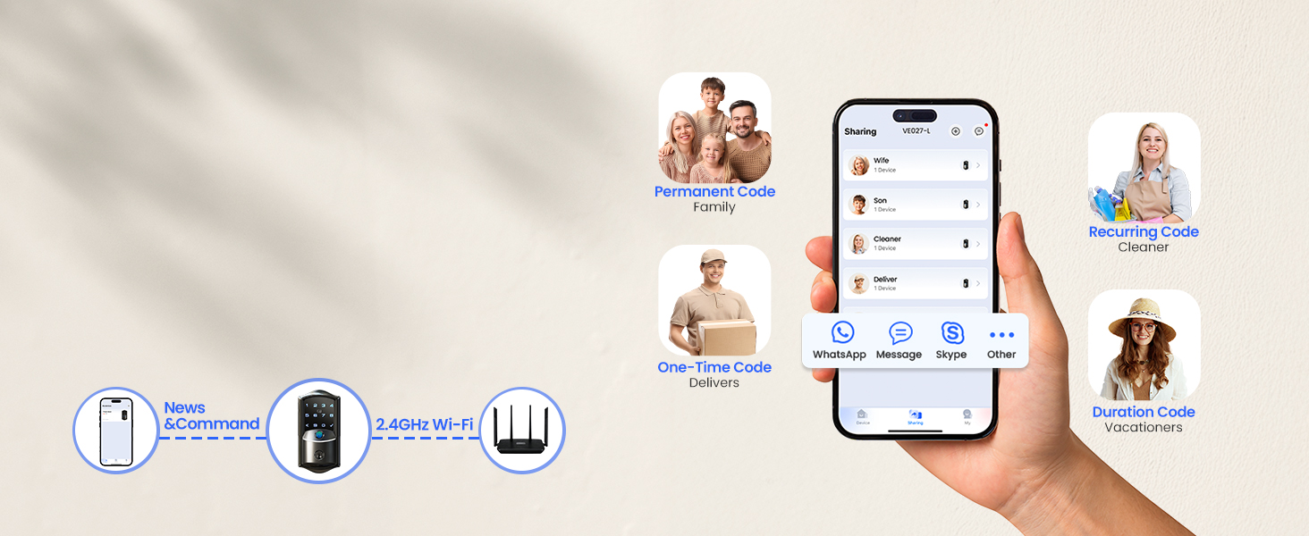 Veise Built-in WiFi Smart Door Lock with Lever Handle Set keyless entry door lock