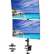 Vertical Dual Monitor Stand for 2 Max 32 inch Stack Screen Monitors, Stacked Monitor Mount with S...