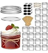 ComSaf Small Regular Mouth Mason Jars 4 oz, 24 Pcs Mini Mason Containers, Small Canning Jars, 4 o...
