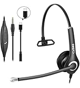 Callez Wired Computer Headset, 3.5mm/USB-C Headset with Mic Noise Cancelling, Cell Phone Headphon...