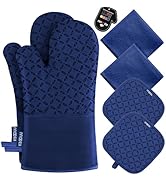 KEGOUU Oven Mitts and Pot Holders 6pcs Set, Kitchen Oven Glove High Heat Resistant 500 Degree Ext...