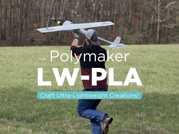 Hero banner with 3D printed aircraft in outdoor scene showcasing lightweight filament application.