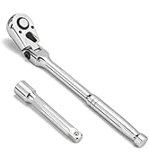 WRANIX Flex Head 1/2" Drive Ratchet Wrench, 90T Long Handle Ratchet, Quick-Release Reversible wit...