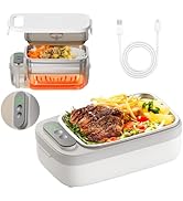 VVU&amp;CCO Cordless Heated Lunch Box, 18W Heated Lunch Box for Men, 1L Stainless Steel, Portable Foo...