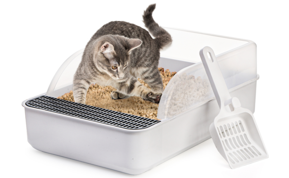 Open Top Cat Litter Box with High Side