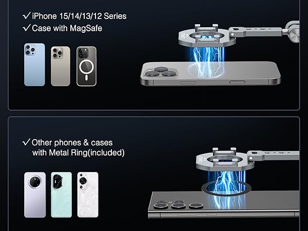 Magnetic Pocket Phone Holder Foldable Compatible with iPhone 16/15/14/13/12 Plus Pro Max Series