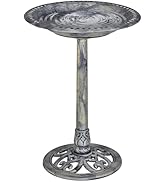 VECELO 28" Pedestal Outdoor Bird Bath for Outside, Vintage Bronze Polyresin Lightweight Antique, ...