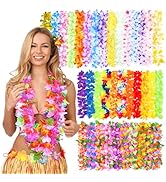 Hawaiian Leis for Luau Party, 36PCS Tropical Flower Lei for Summer Beach Themed Party, Hawaii Lua...
