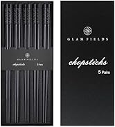 GLAMFIELDS 5 Pairs Premium Chopsticks Reusable Dishwasher Safe 9.5 Inch Fiberglass Chop Sticks Gi...