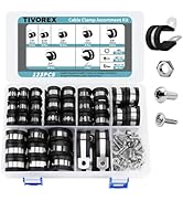 123PCS Cable Clamps with Screws Assortment Kit, 304 Stainless Steel Rubber Cushion Pipe Clamps, 7...