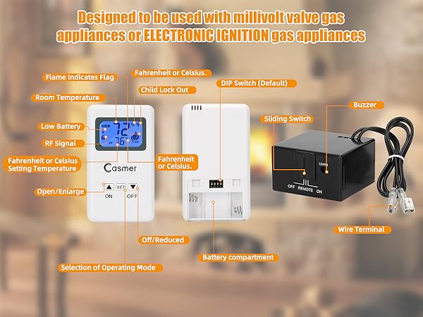casmer fireplace remote control