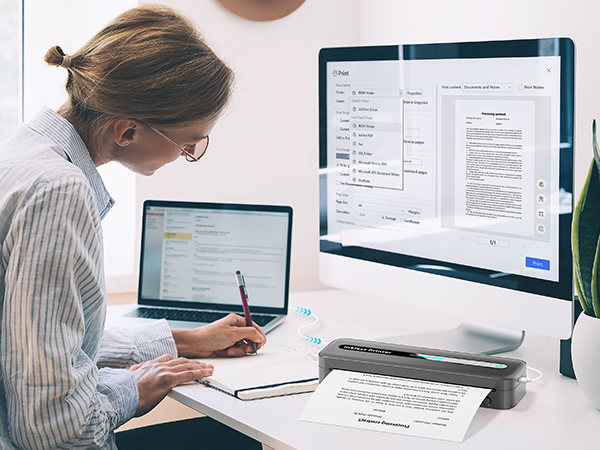 portable printers wireless for travel thermal bluetooth inkless 300dpi M832 phone laptop compact