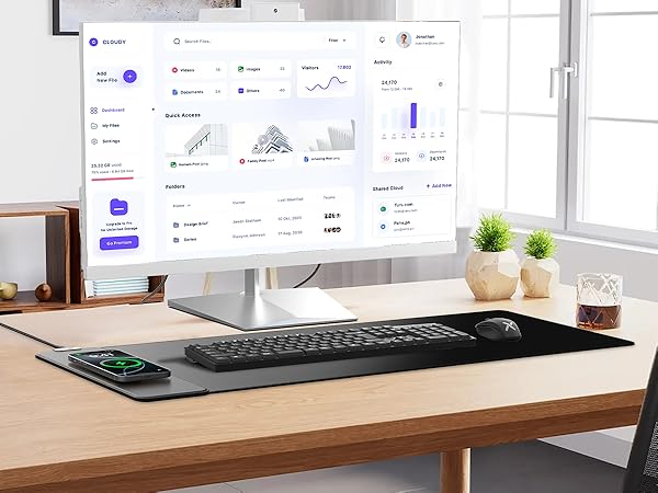 Magnetic wireless charging desk mat