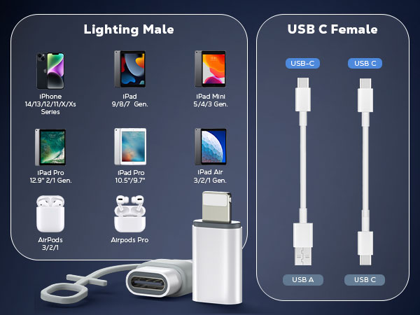 usb c female to lighting male adapter