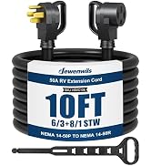 DEWENWILS EV RV Extension Cord 50 Amp, 10 Feet, NEMA 14-50P to 14-50R 6/3+8/1 Copper Wire, 12500W...