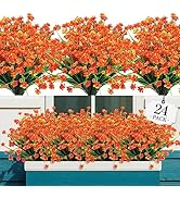 AGIRL 24 Bundles Artificial Fall Flowers Outdoor,No Fade Fake Plastic Flowers,Faux Autumn Plants ...