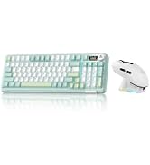 SOLAKAKA A99 Pro and SM820, Wireless Keyboard and Mouse Combo for Gaming (A99 Pro Green &amp; SM820 W...