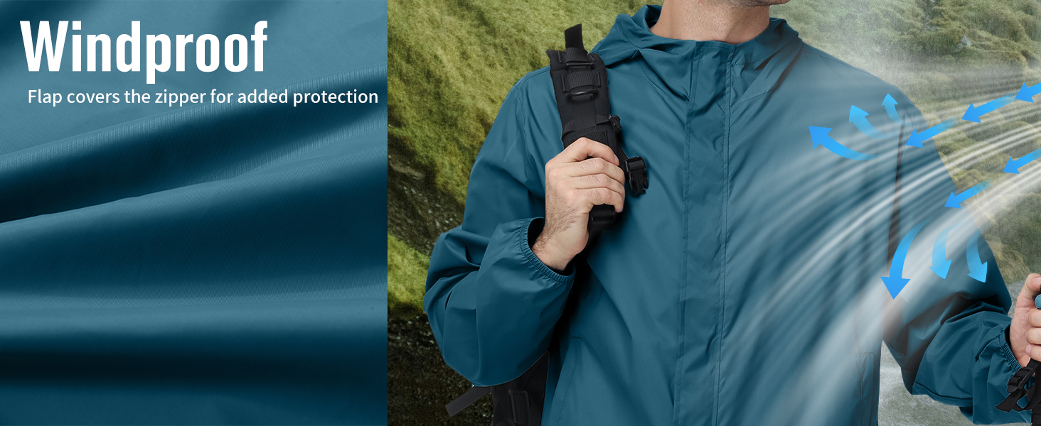 Windproof, Flap covers the zipper for added protection