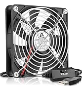 GDSTIME 140mm USB Fan with 3 Speed Control, 5V Powered DC Brushless Computer Case Fans 140x140x25...