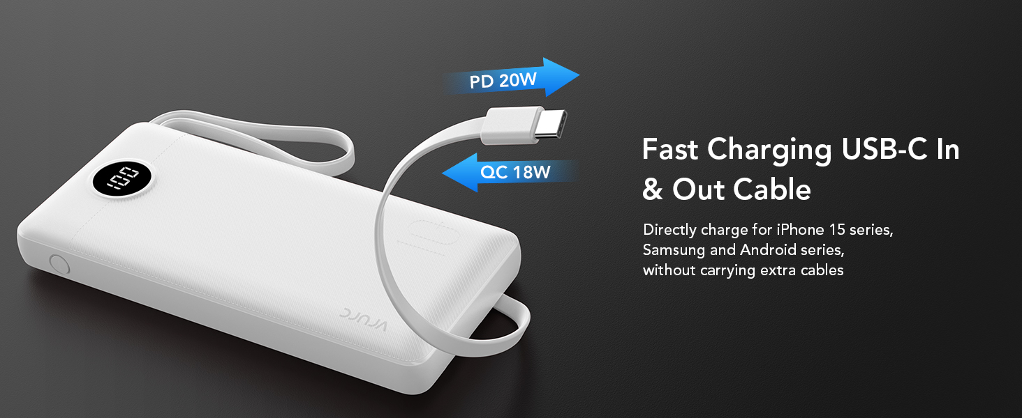 portable charger with built in cable