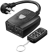 DEWENWILS Waterproof Outdoor Light Timer, 15A 1/2HP Outlet Timer Outdoor with 2 Grounded Outlets,...