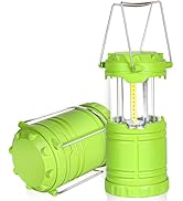 SEAMAGIC 2-Pack LED Green Camping Lanterns, Portable Camping Lights, Outdoor Handled Lamps, Essen...
