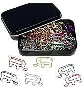 Cute Paper Clips, 65 PCS Cute Elephant Shaped Paper Clips Bookmarks, Assorted Colors, Funny Offic...