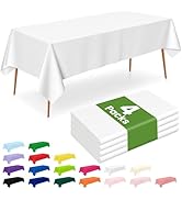 ANLISA 4 Pack White Plastic Table Cloth Disposable, 54 x 108 Inch Rectangle Tablecloth, Party, Pi...