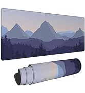 Mountain Forest Scenery Gaming Mouse Pad XL Extended Large Mousepad with Nonslip Rubber Base Stit...