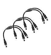 3-Pack 18AWG DC5.5mm x 2.5mm 12V/24V DC Power Splitter Cable, 1 Male to 2 Male for CCTV Surveilla...