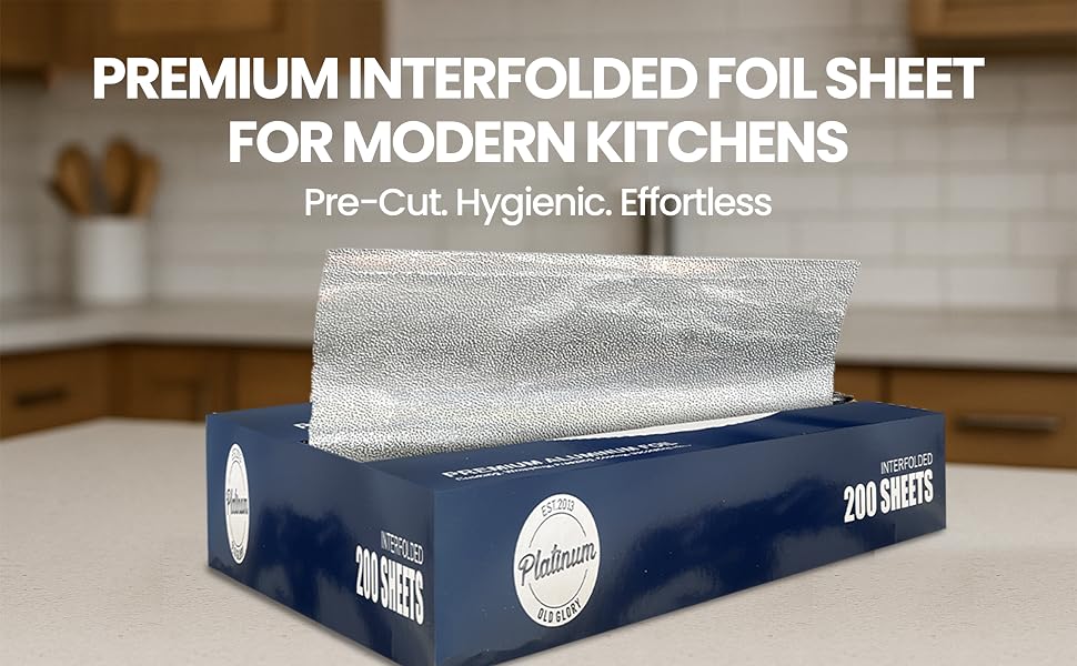 Pre-cut interfolded aluminum foil sheets in dispenser box, hygienic and easy to use