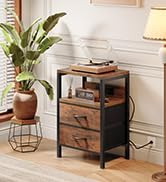 NightStand Bedside Charging Table Bedroom - Night Stand with Charger Station, Modern End Table wi...